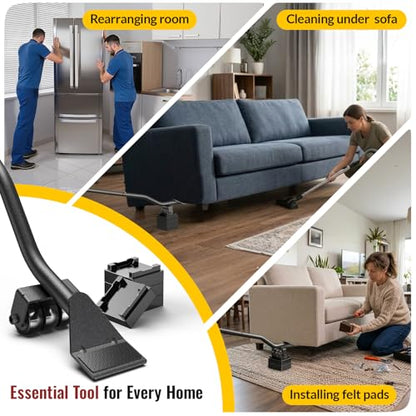 HOLKIE Heavy Duty Furniture Jack for Sliders on Carpet,Back Saving Furniture Lifter Tool for Pads on Hardwood Floors,660 Lbs Load Appliance Lifter Jack & 4 Stackable Blocks to Raise Furniture
