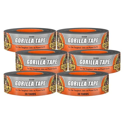 Gorilla Tape, 1.88 in x 30 yd, Silver (Pack of 6) - Duct, Utility, Triple Layer Strength, Indoor & Outdoor, Weather Resistant Shell - size: 6 - Pack
