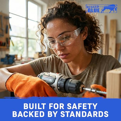 RUGGED BLUE - Bifocal Safety Glasses | Ansi Z87.1 Certified | Safety Glasses With Readers 2.5 | Scratch-Resistant Lenses | Impact-Resistant Eye Protection | Reading Goggles | 1 Pack - Clear Lens - color: 1 Pair, size: 2.5 Diopter