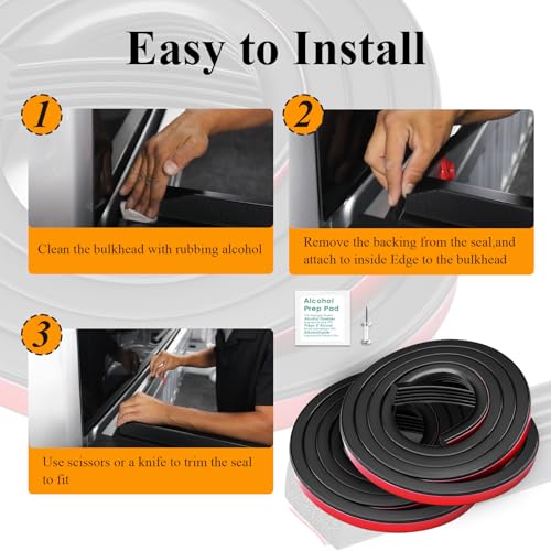 2 Pcs 326A0004 Ribbed Bulkhead Seal Strip 3/5" X 65", Tonneau Cover Bulkhead/Service Kit/Self-Adhesive EPDM Foam Rubber Seal W/Tape/Ideal Weather Stripping - style: 2 Pcs