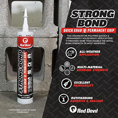Red Devil 0956 Strong Bond Hybrid Polymer Construction Adhesive and Sealant, 9 Oz., White, 1 Pack - style: 1 Pack