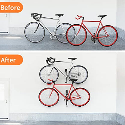 WALMANN 2 Pack Bike Pedal Hanger Wall Mount, Heavy Duty Horizontal Bike Rack for Garage Wall, Bike Display Stand for Home Holds Up to 70 LBS - color: Black-2 Pack