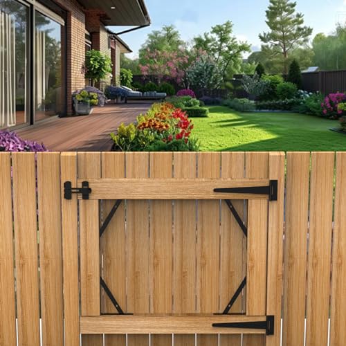 Fence Gate Frame Kit with 10 inch Heavy Duty Hinges, Gate Corner Brace Bracket Heavy Duty Kit, Fence Gate Kit, Gate Hardware for Wooden Fences,Driveway Gates,Shed Doors. Barn Door Lock Latches 1PC - size: 10 Inch