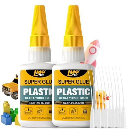 Plastic Super Glue Liquid, Clear Instant Cyanoacrylate Glue for Plastic Model 3d Printing PLA Airplane Miniatures Heavy Duty, All Purpose Superglue for Metal Rubber Wood Ceramic, Strong and Waterproof - size: 2oz-Thick