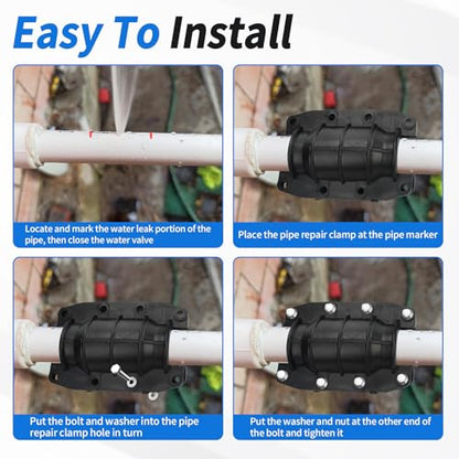 Water Pipe Repair Clamp Kit Leak Sealer, 1 Inch Emergency Pipe Repair Kit for Plastic and Metal Pipes OD 25MM, Replace Pipe Patch Kit Fix Leak Pip
