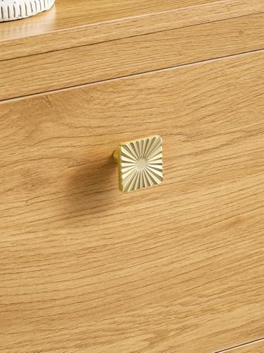 5 Pack Gold Cabinet Knobs Square Brushed Brass Drawer Pulls Bathroom Dresser Handles Hardware Zinc Alloy - color: Brushed Gold, size: Square Knob