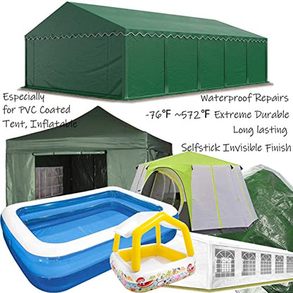 Waterproof Tent Repair Kit - PVC Coated Surface and Ultrastrong Sticky Clear Tape, Fabric Repair for Canvas, RV Awning etc. - size: 16.4ftx3.15in