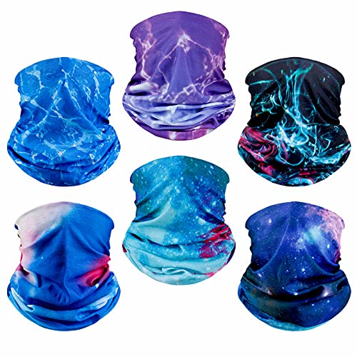 6 Pack Neck Gaiter Elastic Balaclavas Face Mask Versatile Bandana for Men Women - color: Starry Sky Blue 6 Pack