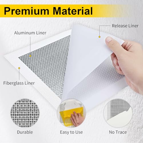 6/8/10/12 Inch Drywall Repair Kit, 6PCS Heavy Duty Self-Adhesive Mesh Patch Kit for Large Holes - Includes Scraper & Sandpapers, Ideal for Drywall, Sheetrock, Wall and Ceiling Repairs - size: 6PCS - 6", 8", 10", 12"