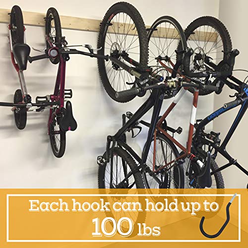 KURUI Heavy Duty Screw in Hooks for Hanging, 12 Pack Bike Hooks for Garage Wall with Screw Anchors, Wall Mount Bicycle Storage for Ceiling, Large Black Plant Hooks for Ceiling - style: 12 Pcs-6 in