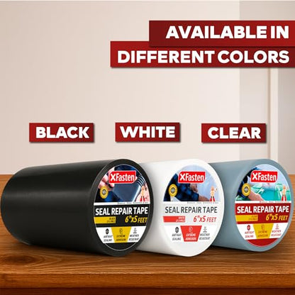 XFasten Waterproof Patch Seal Repair and Leak Shield Tape, 6-Inch x 5-Foot (Black, 6-Inch x 5-Foot) - color: Black