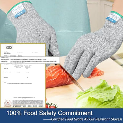 Dowellife Cut Resistant Gloves A9 Maximum Protection - Food Grade Kitchen & Chef Gloves for Food Prep, Knife Cutting, Mandoline Slicing, Butcher, Oyster Shucking, Fish Handling (Large) - size: Large (Pack of 1)