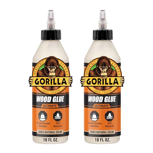Gorilla Ultimate Waterproof Wood Glue, Natural Wood Color, 18 Ounce (Pack of 2) - Waterproof for Indoor or Outdoor Projects and Repairs - size: 18oz (2 Pack)