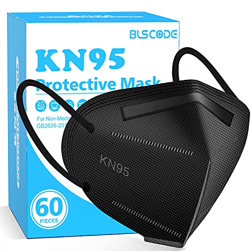 KN95 Face Mask 60 Pack,Individually Wrapped 5-Layer face Masks,Filter Efficiency≥95% - color: Black