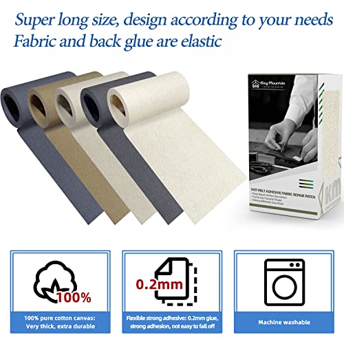 KING MOUNTAIN Canvas Iron on Patch,3"×60",Waterproof 100% Cotton Fabric Repair Patch,Used for Various Sofa,Tent,Clothes,Seats,Suitcases (Beige) - color: Beige, size: Canvas-3"x60"
