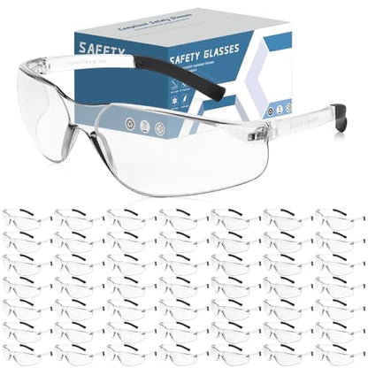 Clear Safety Glasses Bulk of 50,ANSI Z87.1 Eye Protection Goggles with Scratch and Impact Resistant for Construction and Laboratory - color: 118-50pc Clear