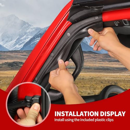 JeCar Front Door Seal Weatherstrip Compatible with Jeep Wrangler JL & Gladiator JT Accessories 2024 2025 2026, Waterproof Rubber Door Seal Strip Kit