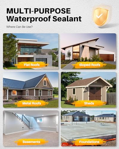 Liquid Water Proof Sealant Coating, 2 Gallon, Roof Leak Repair Coating Black, Water-Based Rubber Waterproof Sealant, Polyurethane Waterproof Coating for Roofs, Foundations, Basements - color: Black, size: 2 Gallon