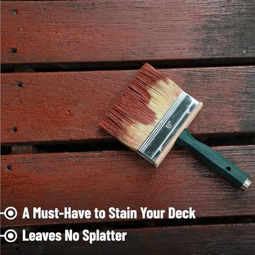 Bates Deck Stain Brush Set - 3pcs, 4', 5', 6' Brushes - Large Wall & Wood Stain Brushes