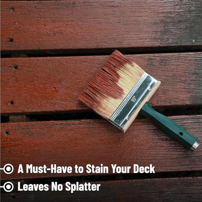 Bates Deck Stain Brush Set - 3pcs, 4', 5', 6' Brushes - Large Wall & Wood Stain Brushes
