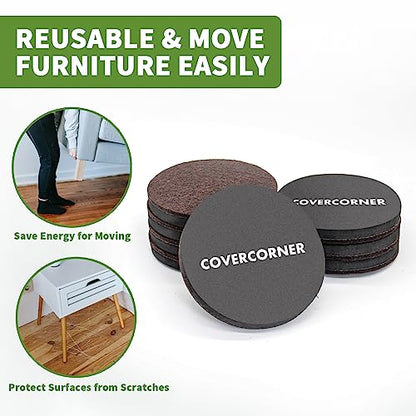 Furniture Sliders for Hardwood Floors 8 PCS - 4 3/4 inch Sliders for Moving Furniture – Felt Furniture Pads for Hardwood Floors Brown - size: 8 PCS 4 3/4" Brown