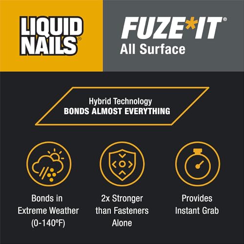 Liquid Nails 56198673380 LN-2000 FuzeIt All Surface Construction Adhesive (9-Ounce) , Gray - color: Gray, size: 9 Ounce, style: Fuze It