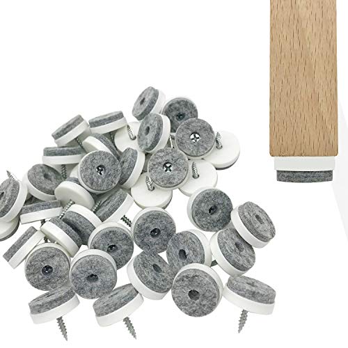 Screw-in Felt Pads - 60pcs 1 Inch White Furniture Chair Table Glides Pad Floor Protectors for Wooden Legs Feets - color: White, size: 1 Inch