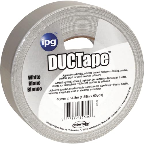 IPG JobSite DUCTape, Colored Duct Tape, 1.88" x 60 yd, White (Single Roll) - color: White, size: 1.88" x 60 yd
