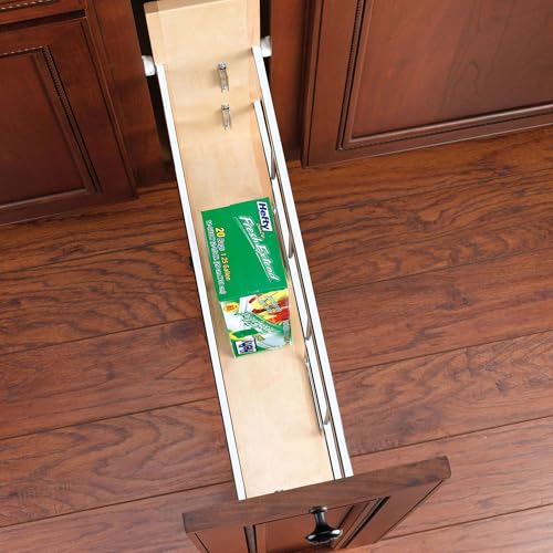 Rev-A-Shelf 5" Pullout Wooden Bakeware Organizer Shelf for Base Kitchen Cabinets w/ Soft-Close and 100 Pound Ball-Bearings, 447-BCBBSC-5C - size: 5 In.