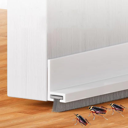 Door Draft Stopper with Brush Reduce Noise, 39" Rubber Door Sweep Breeze Blocker, Adjustable Under Door Draft Stoppers, Soundproofing for Doors, Door Seal - White