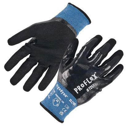 Ergodyne ProFlex 7251 Fully Coated Nitrile Work Gloves, Oil/Water Resistant, ANSI/ISEA 105-2016 A5 Cut Resistance, Touchscreen Capable - size: Medium