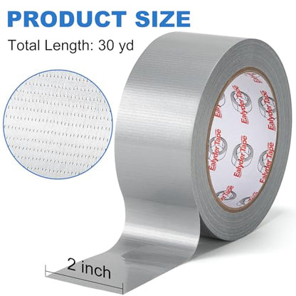 Silver Duct Tape Heavy Duty 2 Inch x 30 Yards, Waterproof Industrial Strength Adhesive Tape for Indoor Outdoor Repairs, Sealing, Tear by Hand & No Residue, 1 Roll - size: Silver, 1 Roll - 2In x 30Yd