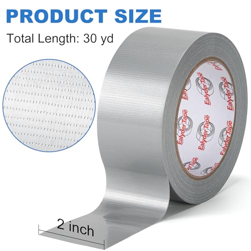 3-Pack Silver Duct Tape Heavy Duty 2 Inch x 30 Yards, Waterproof Industrial Strength Adhesive Tape for Indoor Outdoor Repairs, Sealing, Tear by Hand & No Residue - size: Silver, 3 Rolls - 2In x 30Yd