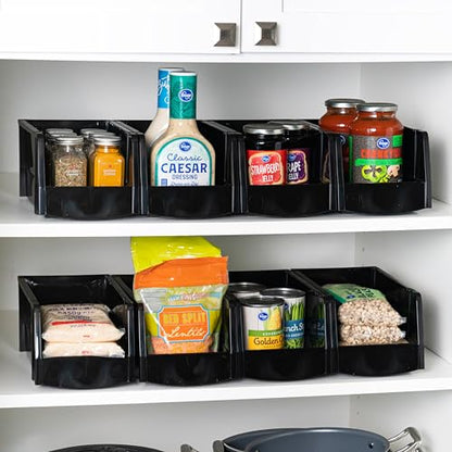 IRIS USA Medium Stackable Storage Bins, 8-Pack, 11" L x 6" W x 5" H, |Made in USA|, Plastic Open Front Shelf Bin for Organizing Parts, Hardware, Tools, Supplies, Garage Shelf, Pantry - Black - size: Medium - 8 Pack