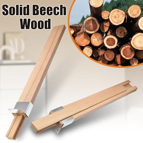 Luomorgo 4 Pack Wooden Drawer Slides Bottom Mount - 16 Inch Classic Center Guide Track with Metal Glides for Dresser/Cabinet Replacement