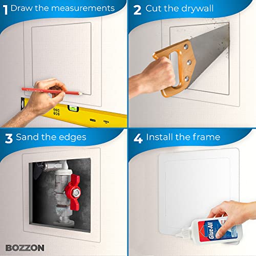 Access Panel for Drywall - 12x12 inch - Wall Hole Cover - Access Door - Plumbing Access Panel for Drywall - Heavy Durable Plastic White - size: 12 X 12