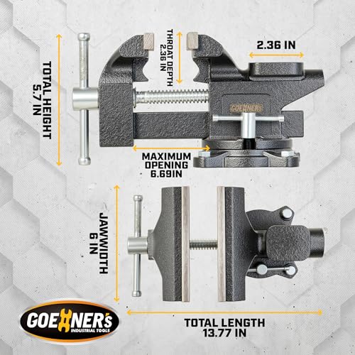 6-Inch Bench Vise Heavy duty Vice for Workbench, Utility Combination Pipe Table Vise Forged Steel Construction and Swivel Base - size: 6 Inch