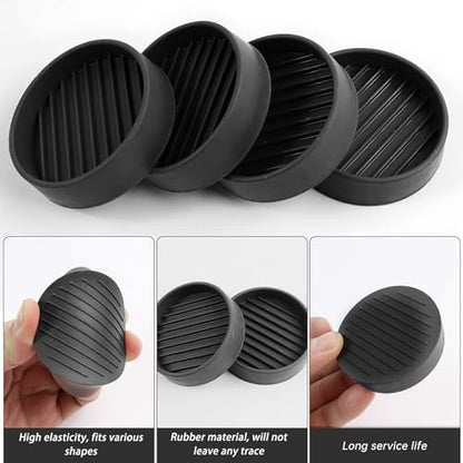 4 Pack Rubber Caster Cups, 2 X 2 Round Rubber Feet for Furniture, Non Slip Furniture Pads for Hardwood Floors, Bed Stoppers to Prevent Sliding, Couch Stoppers with Grippers - color: Black