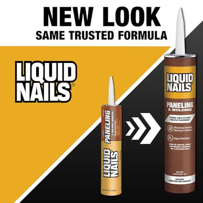 Liquid Nails 10 oz. Paneling & Molding Construction Adhesive (Low VOC), Off White/Tan (Pack of 4) - size: 10 Ounce (Pack of 4), style: Paneling & Molding