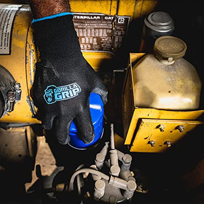 GORILLA GRIP 25053-26 Never Slip, Maxiumum Grip All-Purpose Gloves (Large) - color: Black/Blue, size: Large, style: 1