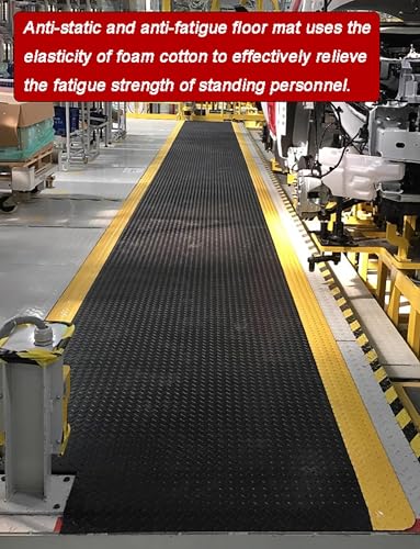 20Mm Anti-Static Conductive Rubber Anti-Fatigue Mat - Thick Standing Pad for Garage Warehouse Workbench-Yellow+green-23.6x47.2in - color: Yellow+green