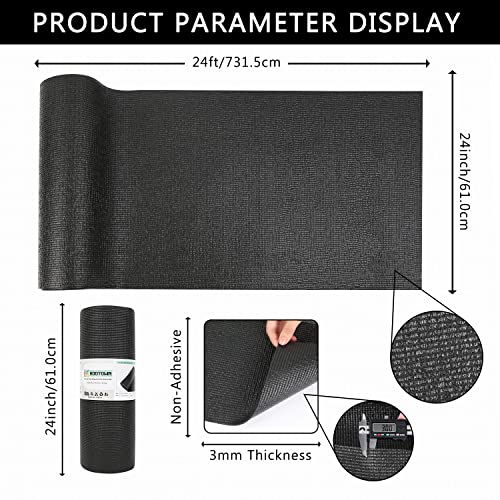 Foam Toolbox Liner Drawer Mat 1/8 Inch Thick X 24 Inch Wide X 24 Ft Long Black, No Slip for Protecting Cabinet, Garage, Cart, Tool Box - color: Black, size: 24"w X 288"l