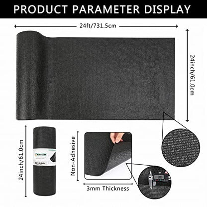 Foam Toolbox Liner Drawer Mat 1/8 Inch Thick X 24 Inch Wide X 24 Ft Long Black, No Slip for Protecting Cabinet, Garage, Cart, Tool Box - color: Black, size: 24"w X 288"l