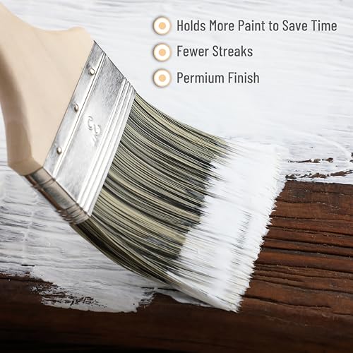 Bates- Double Thick Chip Paint Brush, 3 Inch, 2 Pack, Wooden Handle, Flat Paint Brushes for Walls and Trim, Synthetic Bristles
