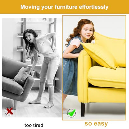 12Pcs Furniture Sliders, 1.5 Inches Self-Adhesive Furniture Sliders Pads, Square Reusable Furniture Moving Glides Sliders for Carpet Hardwood Floors Heavy Sofa Chair Table Couch Cabinet Fridge