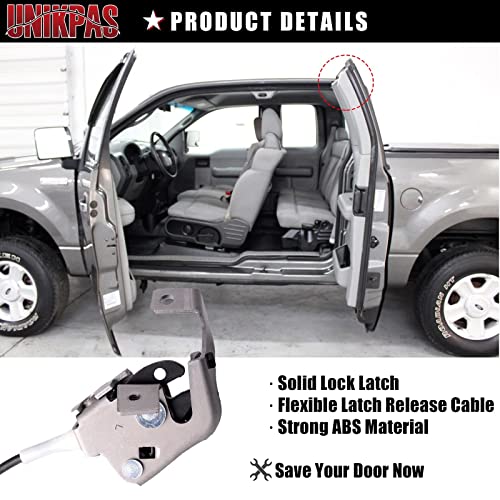 Door Upper Latch with Cable compatible for Ford F150 1997-2003 F250 1997-1999 Extended cab rear left door replacement latch 6L3Z18264A27A - size: F150 97-03 Rear left Upper