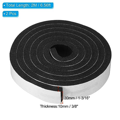 PATIKIL Foam Weather Stripping for Doors, 2 Rolls 1-3/16" W x 3/8" T Foam Seal Tape Adhesive Insulation Strip for Door Window Air Conditioning, Black(13 Ft Total Length in 2 Rolls) - size: 1-3/16" W x 3/8" T
