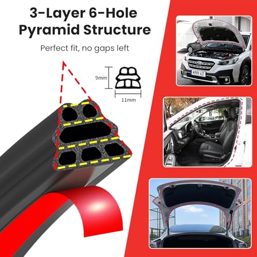 Rubber Weather Stripping Door Seal, Car Door Seal Strip, Double Layer Car Weather Stripping, Self Adhesive Soundproofing for Car Truck Auto RV Doors Windows (85.3FT) - size: 85.3FT