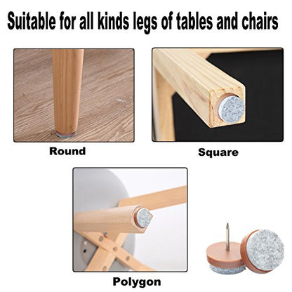 40pcs Round Heavy Duty Nail-on Felt Pad for Furniture Chair Table Leg Feet Floor Protectors Slide Smoothly (Brown, Pad Diameter 22mm) - color: Brown 22mm(40 Pcs)