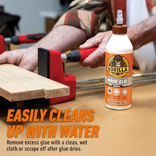 Gorilla Wood Glue, 18 Ounce Bottle, Natural Wood Color, (Pack of 1) - size: 18 Ounce